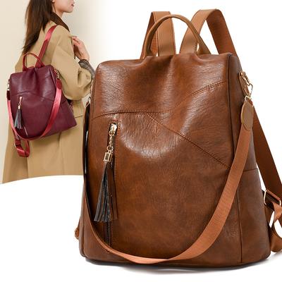 Multifunktionaler Rucksack für Damen, wasserdicht, weiches Leder, große Kapazität, Diebstahlschutz, Reisetasche