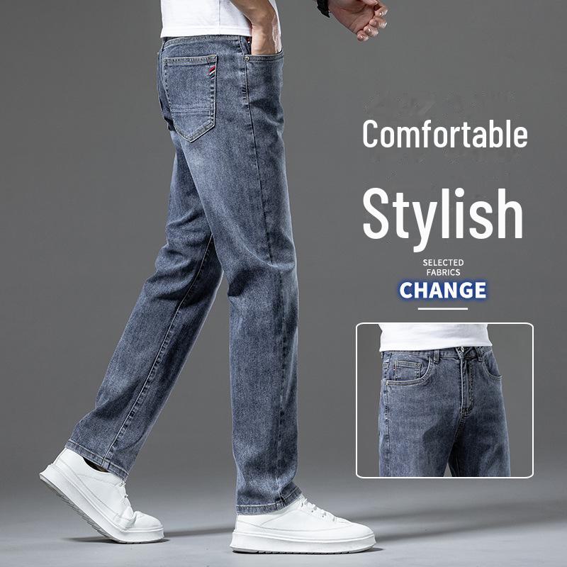 Hellblaue Loose Straight Jeans für Herren – Trendy Frühlings-/Sommermode, Freizeithose