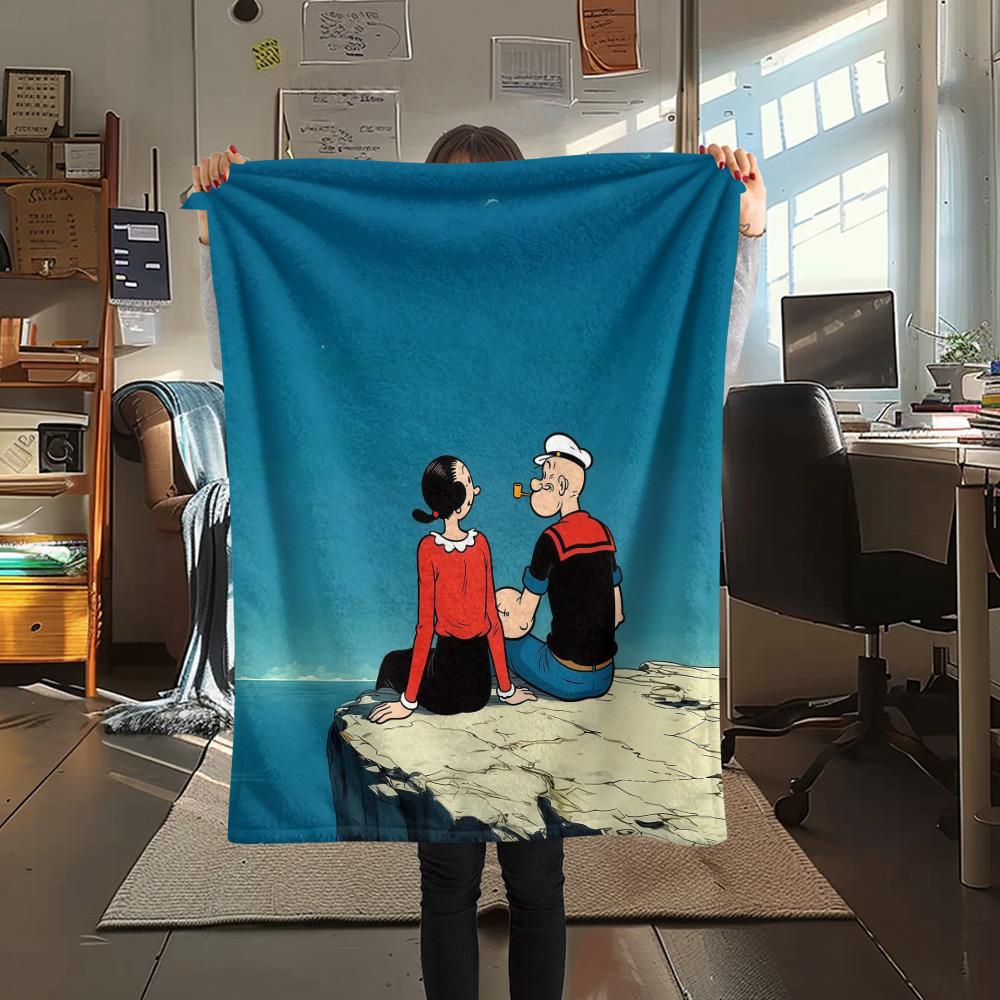 Popeye the Sailor Flannel Blanket, High quality Comfortable for All Seasons, Home Decor, Warmth and Comfort