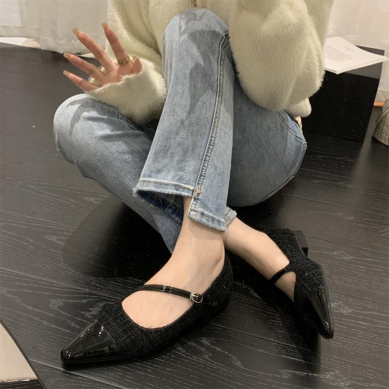 fashion 2024 Women's Shoes Brand Women's Mary Jane Spring and Autumn Pointed Toe Single Shoes Pumpkin Shoes