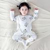 Autumn Pure Cotton Tagless Newborn Bodysuit with Double Layer Belly Protection and Long Sleeves - Baby Pajamas & Home Wear.