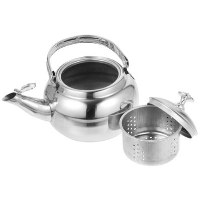 Strainer Pot Tea Kettle Stovetop Metal Teapot Set for Water Silver Whistling Travel