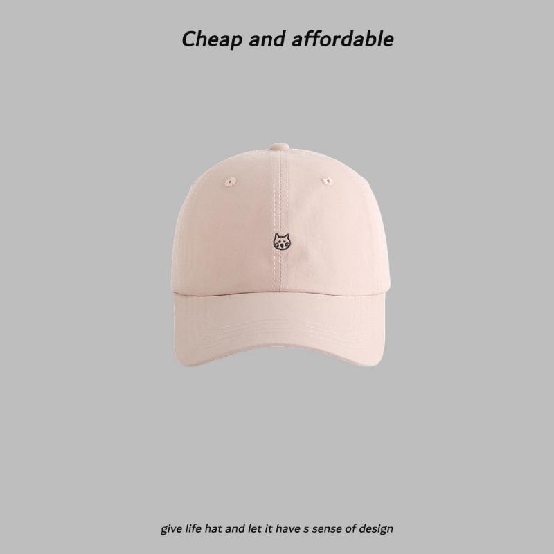 

Милая вышитая бейсболка с котенком для девочек, хлопковая солнцезащитная шляпа от солнца, модная универсальная кепка adjustable розовый