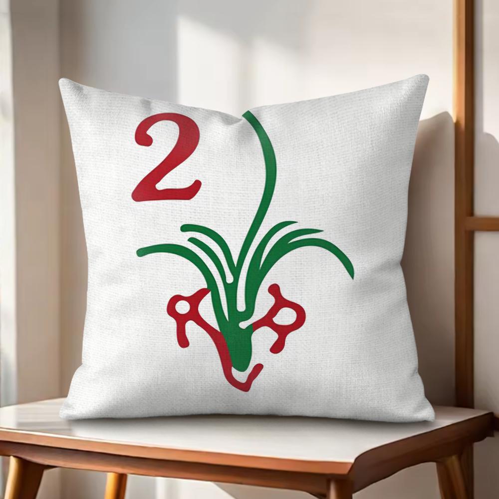 Fun Mahjong Cushion Cover Natural Linen Organic Fabric DoubleSided Printing Couch Pillow Covers Home Decor