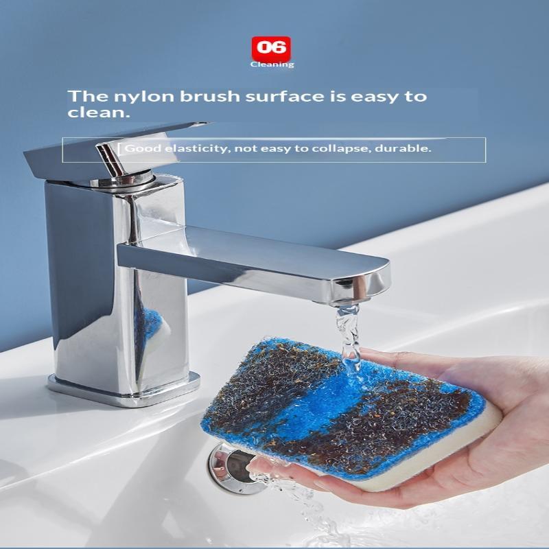 Long Handle Bathroom Cleaning Brush With Soft Scratch Free Scrub Pad For Bathtub Tile Sink Cleaning