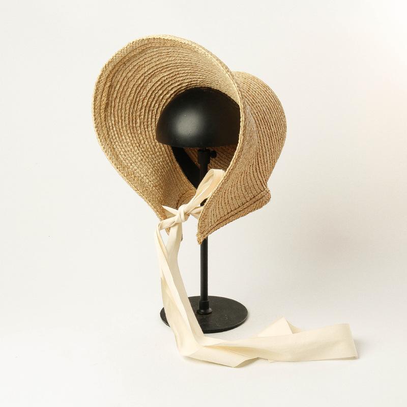 European, American Spring and Summer New Retro Hand-woven Big Eaves Lafite Loli Hat Outdoor Travel Sunshade Sun Protection Big Edge Straw Hat