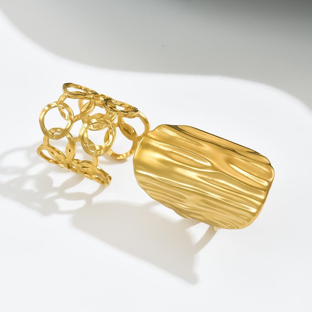 Wind women's jewelry ins geometric irregular hollow design ring set versatile and advanced sense