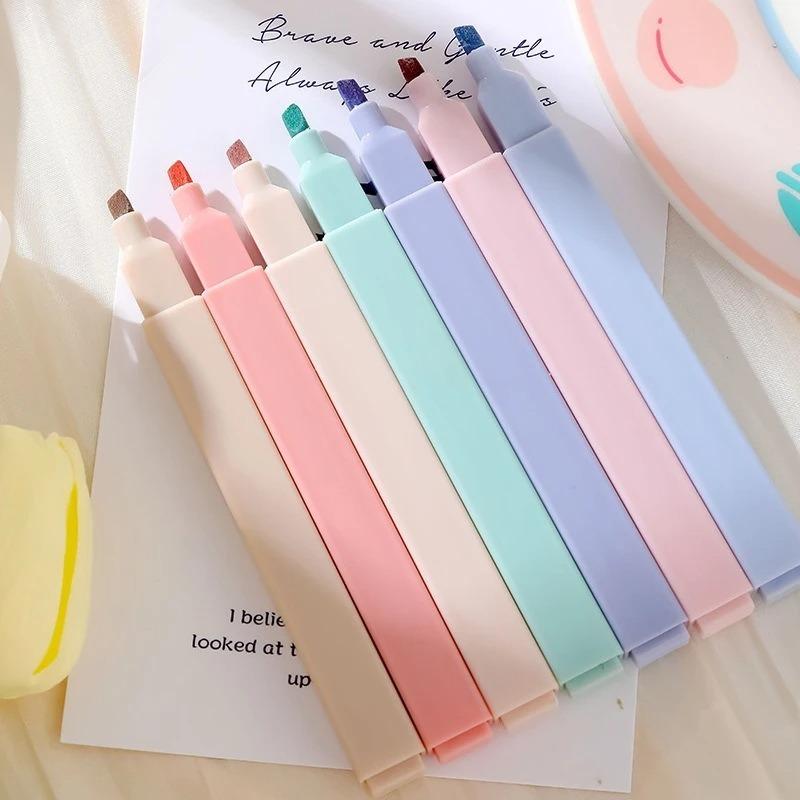 6pcs/set Pastel Color Marker Pen Kawaii Stationery Colored Marker School Supplies