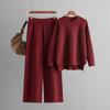 Fashion Wind Thick Loose Knitting Sweater Pants Suit Knitted Sweater and Pants Set