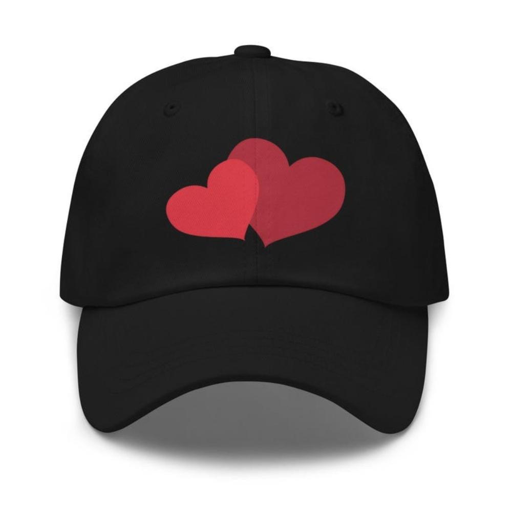 Double Heart Pattern Printed Baseball Cap Women Unisex Couple Valentines Day Anniversary Peaked Cap Fashion Casual Adjustable Hat Adjustable