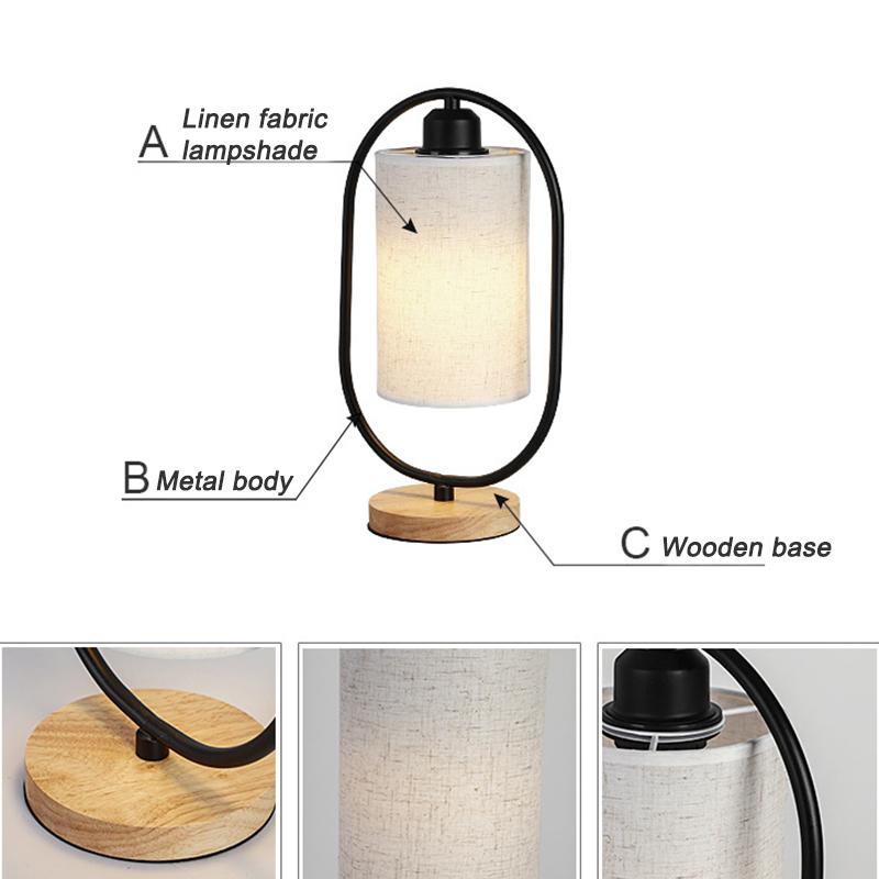 2022 Originele 1Pc E27 Nordic Eenvoudige Slaapkamer Nachtkastje Bureaulamp Thuis Houten Base Led Reading Night Light