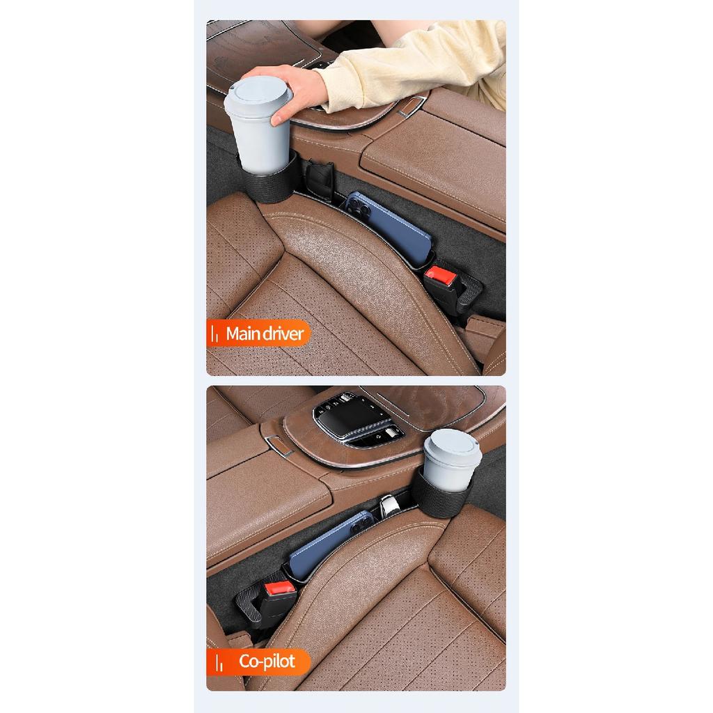 Upgrade Car Seat Gap Filler Organizer Car Side Seat Gap Filler with Cup Holder and Hook 2 Pack Auto Storage Interior Accessories