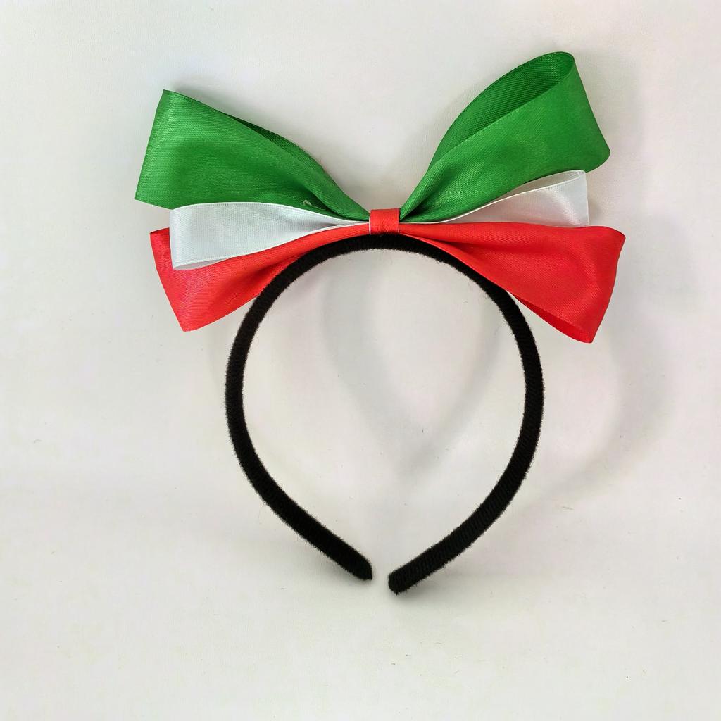 Bow Headband European Cup Fan Flag Cheering World Color Blocked Ribbon Party