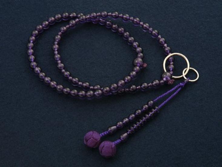 Kyoto Buddhist Altar Hayashi Prayer Beads Jodo Sect Amethyst Official Ceremony Bag Kyoto Prayer Beads (For Women) [Bead Set] SW-011