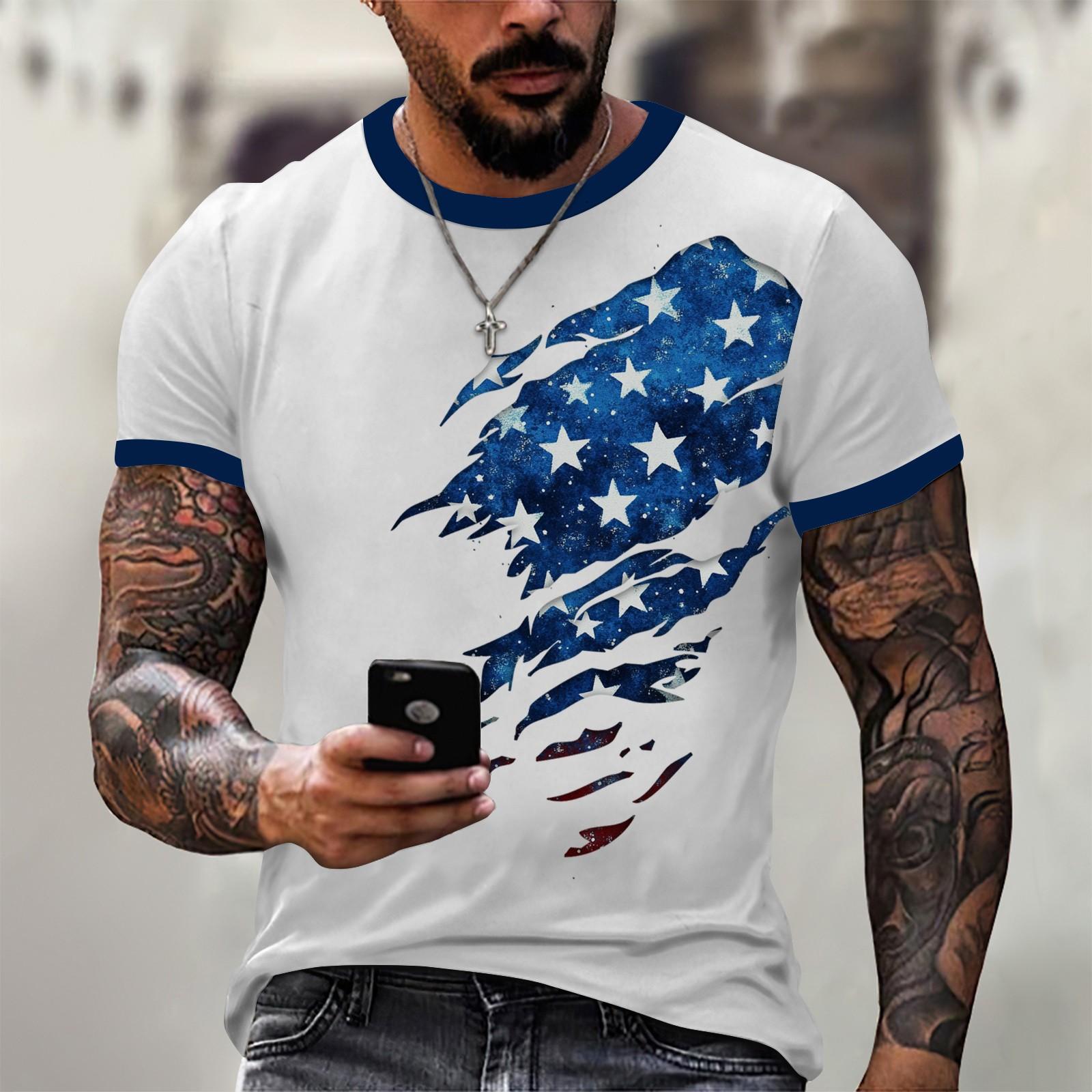 

Summer Men s Popular T-shirt Printed Round Neck Short Sleeve T-shirt XXL