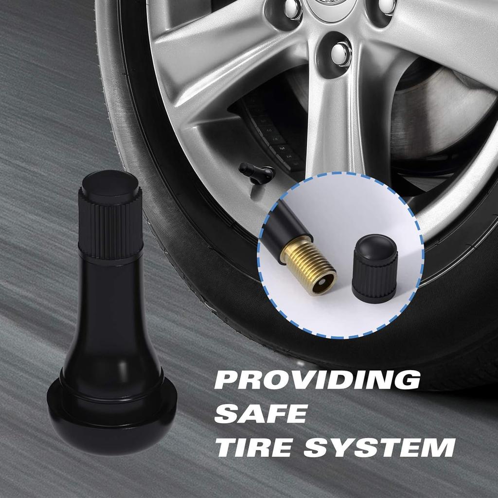 1-100Pcs TR413 Snap-In Tire Valve Stems Automotive Parts Black Rubber Valves Replaceable Parts With Dust CapRubber Valves Valve Stems 1
