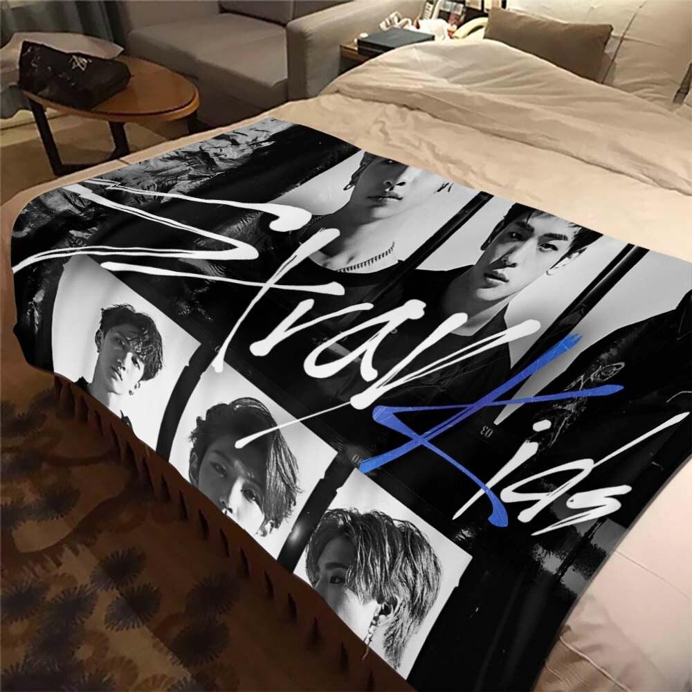 Stray Kids Blanket Soft Sofa Cover Kpop Singer Throw Blanket Flannel Blanket Lightweight Warm Bed Blankets for Bedroom Couch