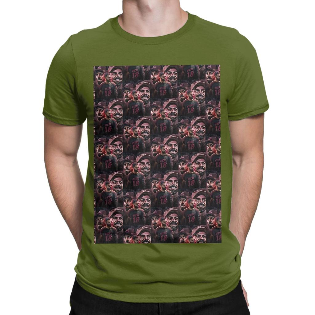 King Kohli Intense Portrait Collage RCB Funny Graphic 100 Cotton TShirt RCB Tops Tees For Unisex
