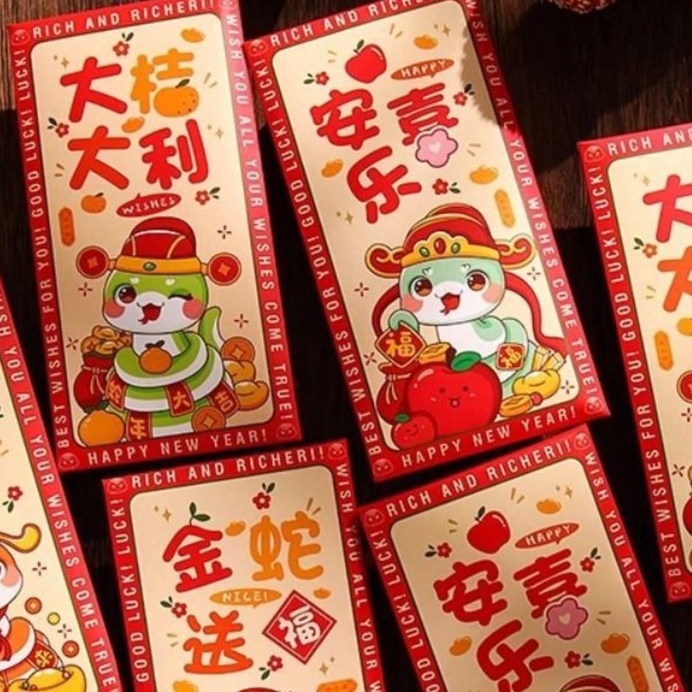 Cartoon Chinese Snake Year Red Envelopes Blessing Red Packet Lucky Money Pockets Spring Festival