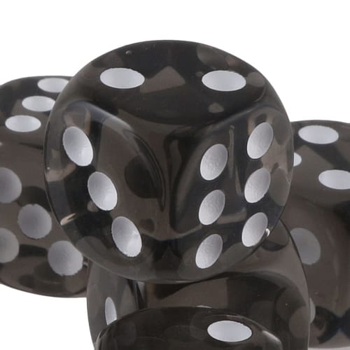 [Generic] Set of 10 Tabletop Role-Playing Game Acrylic Toy Six-Sided Dice, D6, Available In 10 Colors - Black