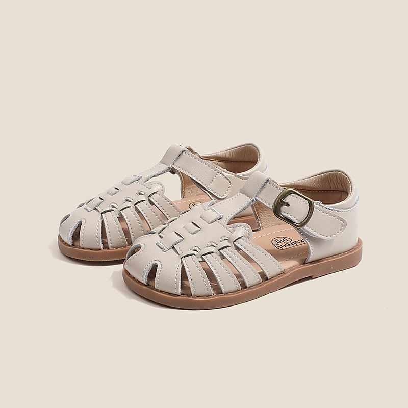 

Children Sandals Girl s Fashion Retro Braid Geniune Leather Sandals Non-slip soft bottom Summer Beach Sandals Size 22-31 25