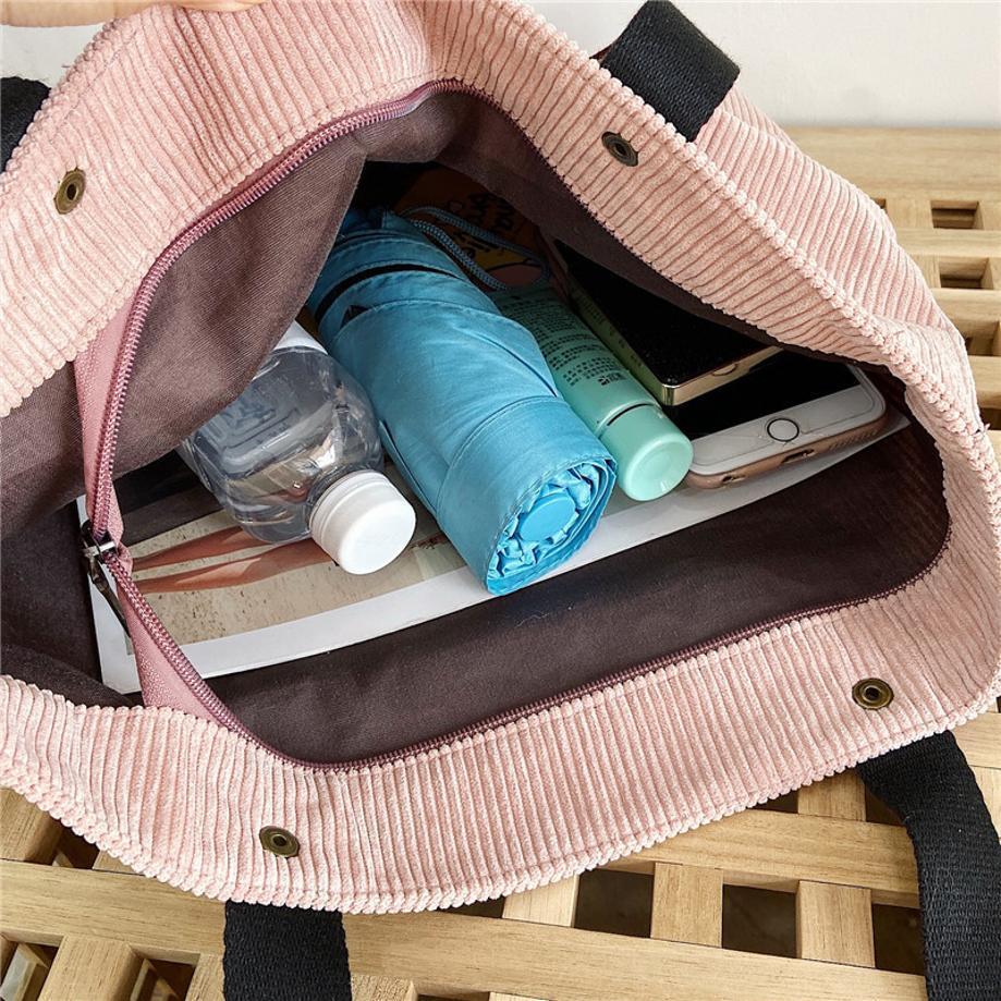 1 Pcs Women Corduroy Shoulder Bag Canvas Crossbody Bags Handbag Tote Messenger Bags For Girls Wholesale