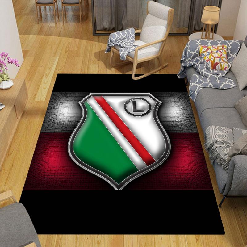 Legia Warszawa Home Sofa Decoration for Living Room & Bedroom, Non‑Slip Play Flannel Floor Mat for Game Room
