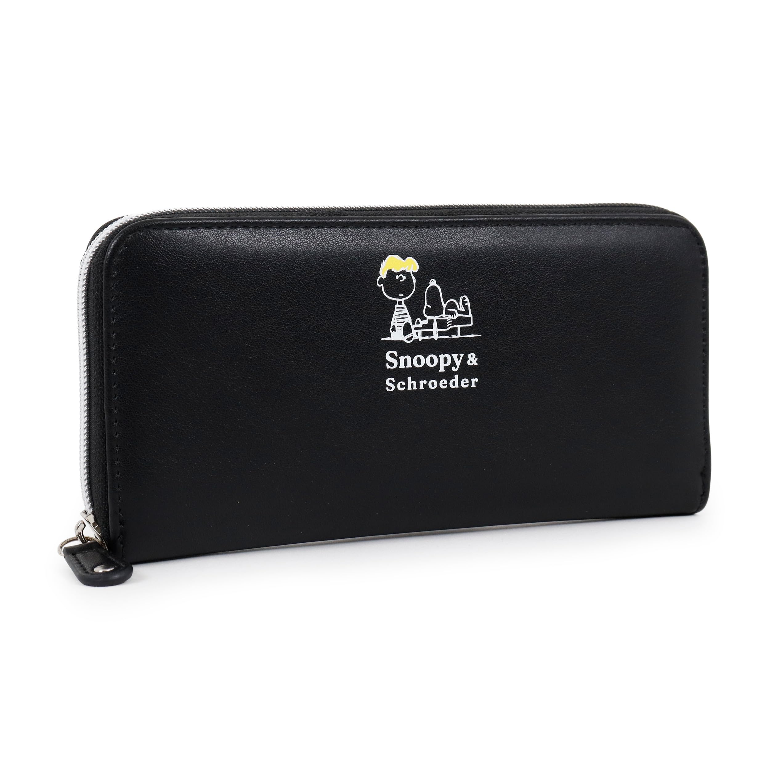Long Round Zipper Wallet Woodstock Cute [Snoopy] Women s Wallet, Pouch, Character, (Black) чёрный