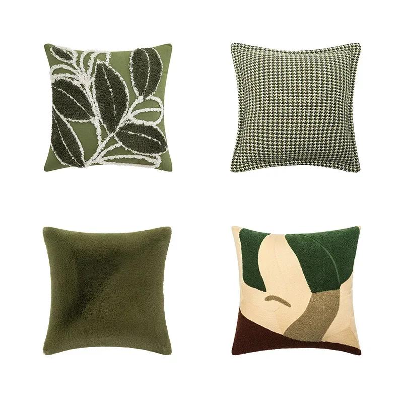 45x45CM Modern Green Throw Pillow Cover Artistic Design Living Room Sofa Cushion Cover Decorative Home Pillowcase