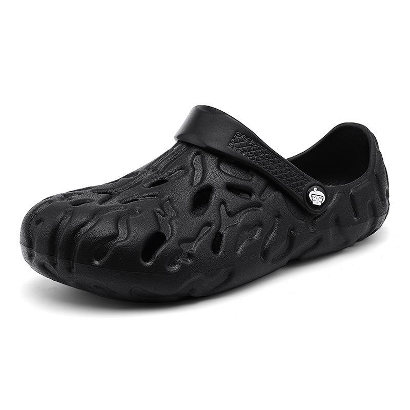 Large Size 49 Slippers Men's Summer Sandals Outdoor Fingerprint Hole Shoes Outside Sandals Semi-drag Beach Shoes
