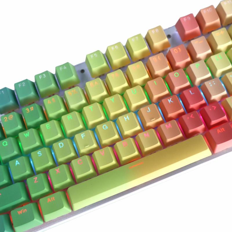 Thick PBT Dye Sub Keycaps Top Printed Fronts 108-Key Rainbow Keycap For MX hes Gaming Mechanical Keyboard