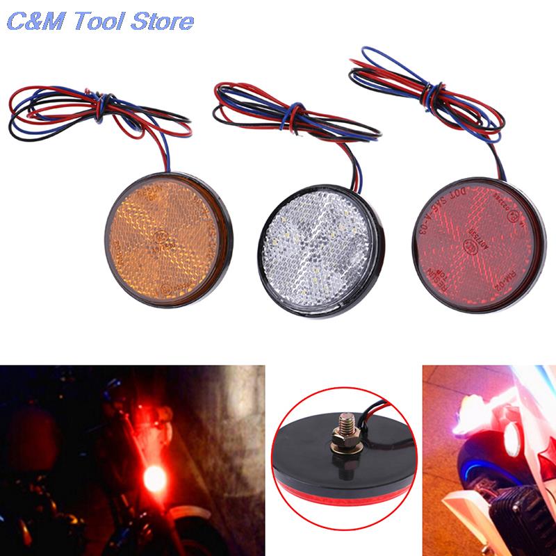 1Pcs Car Motorcycle Round 24 LED Brake Turn Signal Stop Tail Lights Bulbs Reflectors