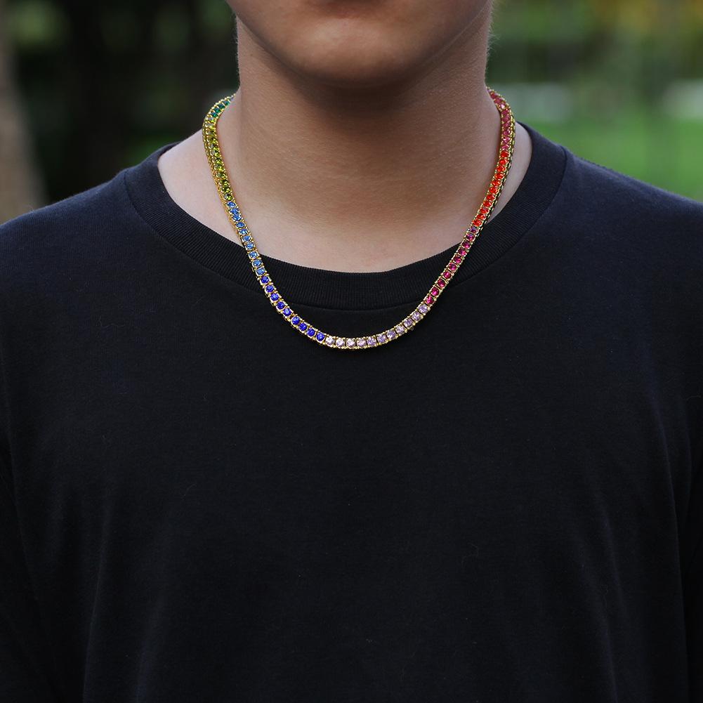 European and American 4mm Alloy Colored Diamonds, A Row of Necklaces, Hipster Exaggerated Personalized Jewelry