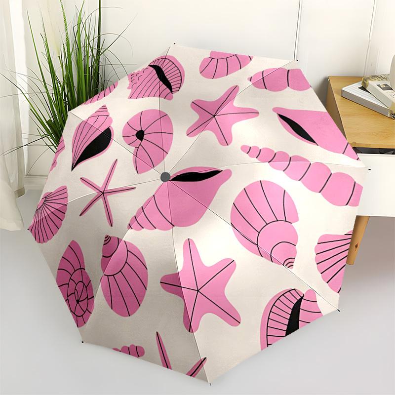 

1pc Seashells Automatic Umbrella | Portable Foldable 8-Rib Manual Open, Cute Birthday & Holiday Gift for Outdoor yy260107106
