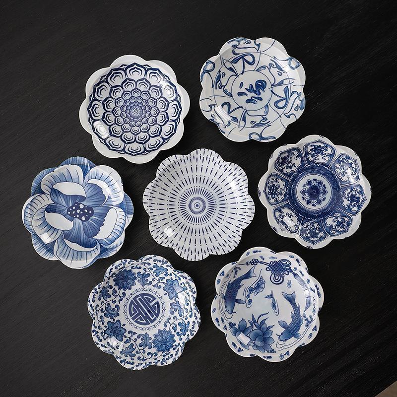 Zhishi Retro Chinese Blue & White High-Footed Fruit Plate