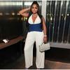 Halter Neck Sleeveless Stitching One-piece Wide-leg Pants Summer Ladies One-piece Casual Fashion Commuter Style
