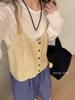 Herbst 2025 Wellenmuster Strickweste: Koreanischer Stil einreihiges Lagen-Tanktop