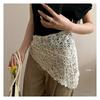 Slim Fit Hip Curtain Lace Trim Apron Wrap Skirt Trendy Triangular Headscarf  Women