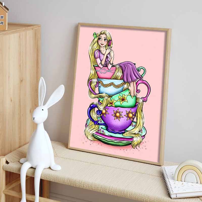 Disney Diamond Painting Rapunzel Teacup Theme Art Painting Cartoon 5D Diamond Cross Stitch Mosaic Home Decor Gift