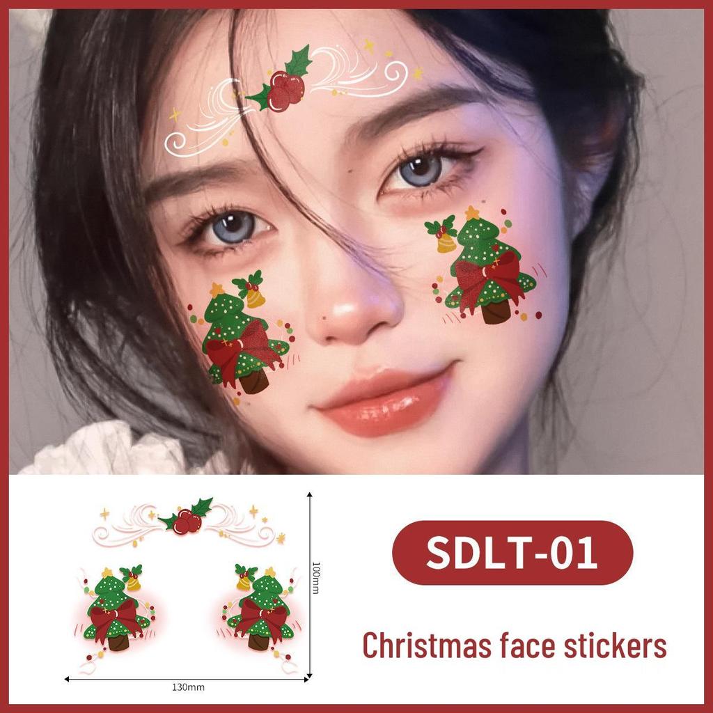Waterproof Cross-border Christmas Tattoo Stickers: Cute, Sweatproof, and Anti-reflective Face Makeup