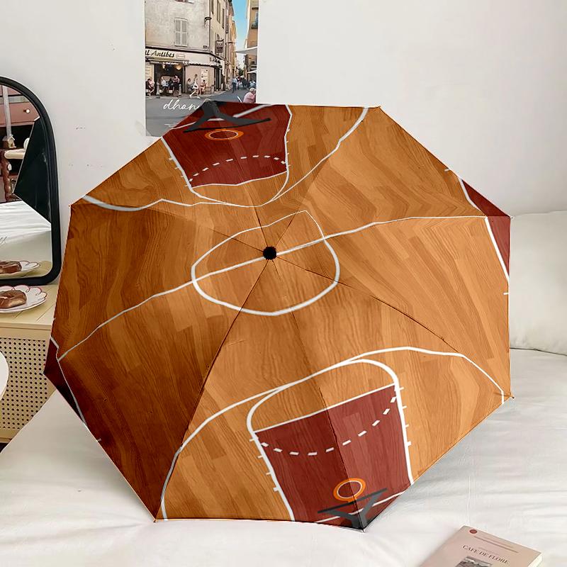 Basketball On Fire And Ice Umbrella 8-Frame for Travel, Camping, Casual Lightweight Portable Umbrella, Essential for Every Family Holidays Gift