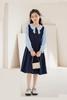 DiiFoky Long Sleeve Dress with Layered Look and Round Perfect for School Entrance and Everyday Wear Size Kids' Collar, Recitals, Ceremonies, (Navy,