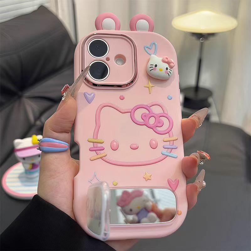 Hello Kitty Stand Compatible with Apple 17 Pro Max Phone Case 15/16 Huawei Honor Phone Case Full Coverage Soft Case
