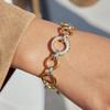 Simple Elegant Designs Gold Silver Two Tone Stainless Steel Circular Bracelet Stylish Jewelry for Women