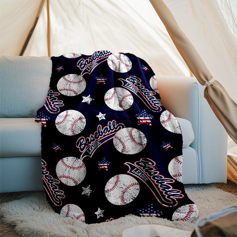 Baseball Theme Printed Blanket - Perfect for Couch, Bed, Travel & Outdoor Use | Machine Washable, Cozy & Durable.
