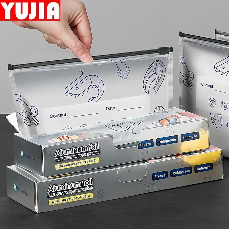 Large Capacity Aluminum Foil Food Storage Bags - Airtight, Freezer-Safe, Resealable with Zipper (10 Pack)