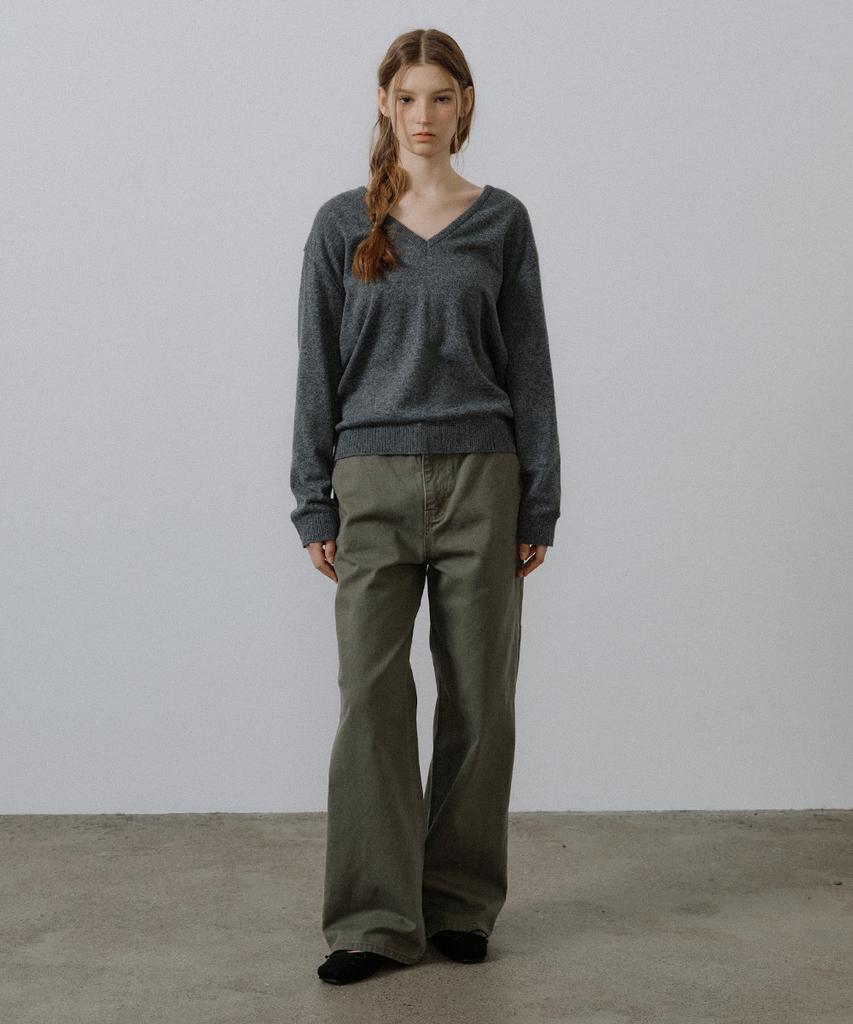 Peulibeo07 Fine Wool Deep V-Neck Knit [Frsp05Nt07]_Charcoal