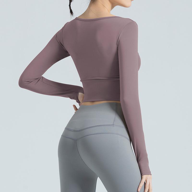 Long Sleeve Yoga Shirts Women Seamless Gym Sports Top Running Fitness Workout Top Shirts Sport Active Wear Shirt