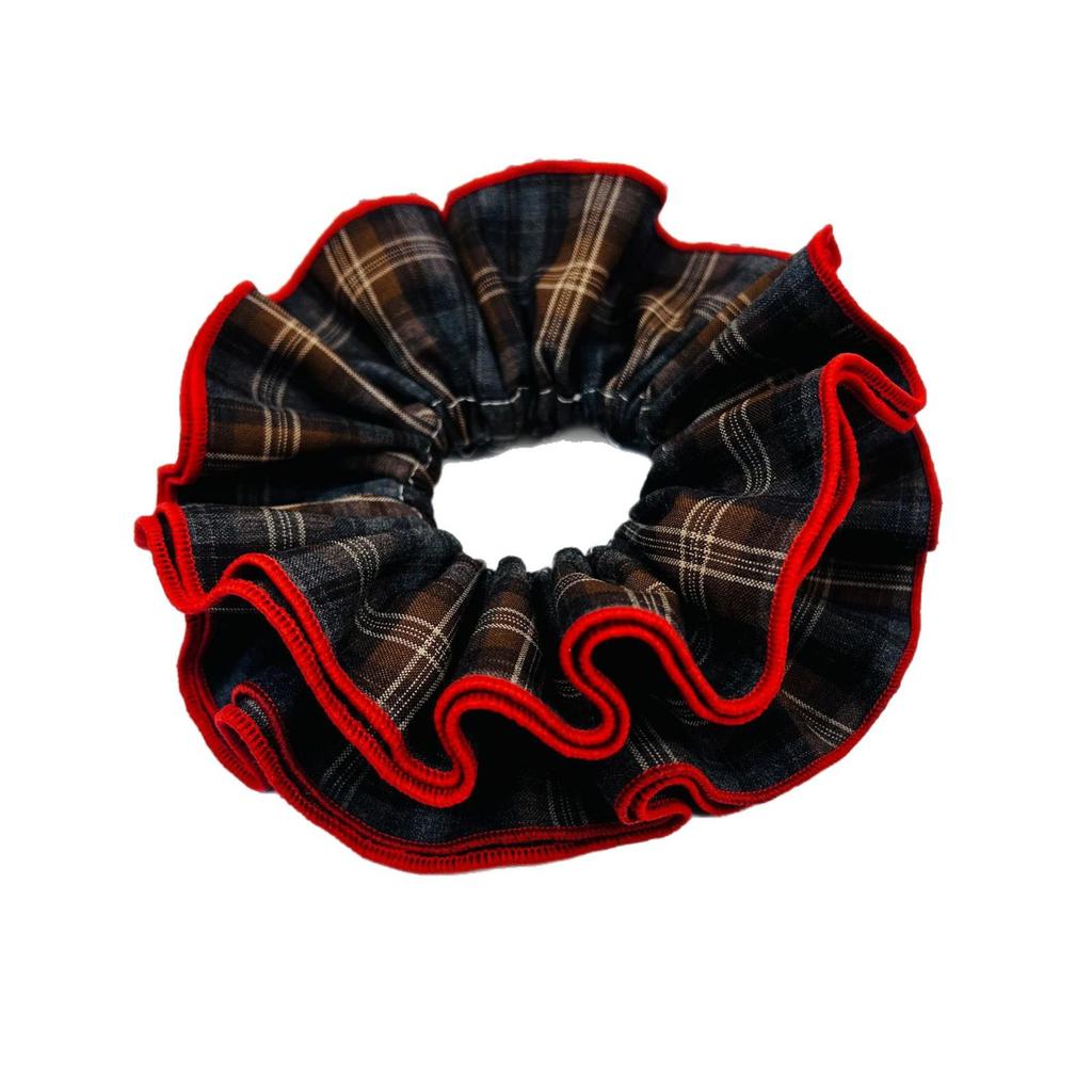 Korean Retro Plaid Hair Tie - High-End Niche Style for Low Ponytails