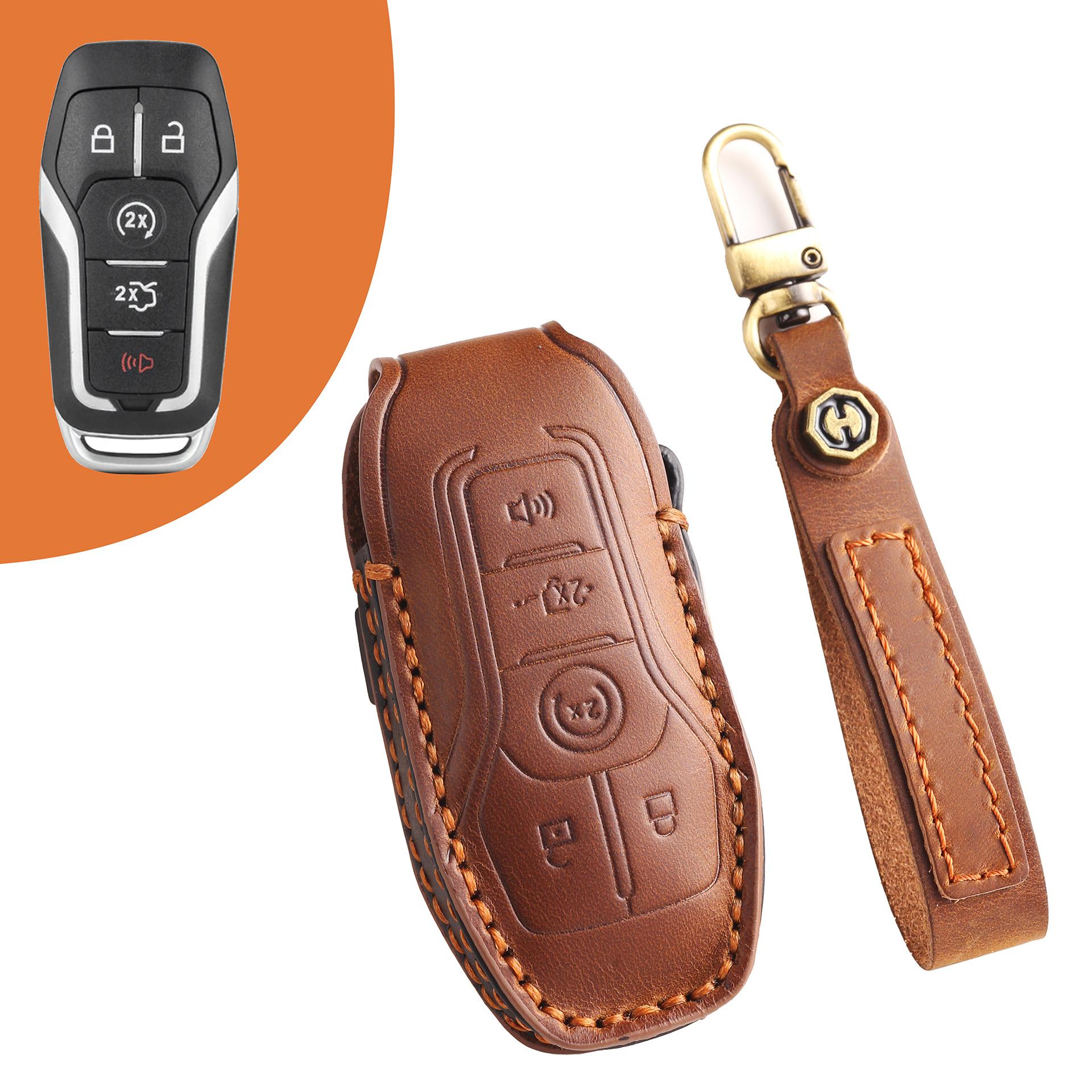 

Dedicated to 15-17 Ford Edge key cover, old Mondeo car key bag, genuine leather keychain.